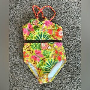 Mini Boden Yellow Floral Butterfly High Waist Two Piece Bikini Swimsuit